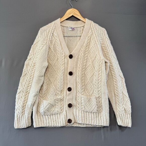 The Scotch House Knit Cardigan Size 40 (Large) Heavy Cable Knit Creme Color - Picture 1 of 10